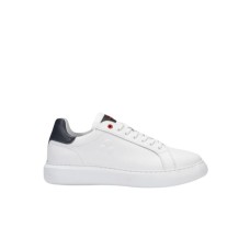 Peuterey Sneakers in pelle bianca e blu  da uomo con logo nella parte laterale e posteriore
