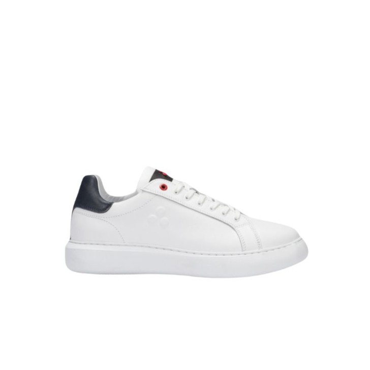 Peuterey Sneakers in pelle bianca e blu  da uomo con logo nella parte laterale e posteriore