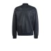 Peuterey  Giubbotto blu in pelle con dettagli in maglina e patch brand sulla manica sinistra