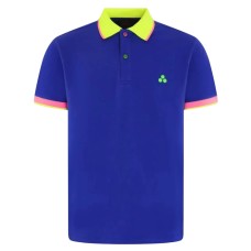 Peuterey Polo Blu in cotone a manica corta con logo a contrasto nella parte anteriore 