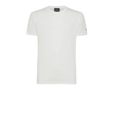 Peuterey PEU5129 T-shirt Bianca a girocollo in jersey di cotone stretch con logo minimal stampato sulla manica