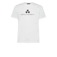 Peuterey PEU5132 T-Shirt bianca in cotone a manica corta con logo lettering