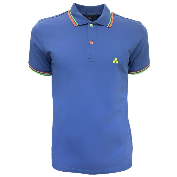 PEUTEREY POLO AZZURRA DA UOMO CON LOGO FLUO 