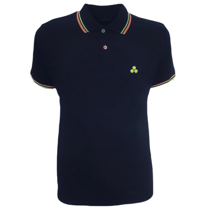 PEUTEREY POLO BLU DA UOMO CON LOGO FLUO 