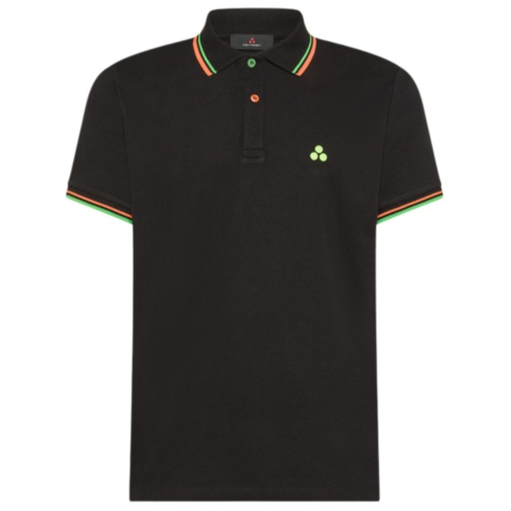 PEUTEREY POLO BLACK DA UOMO CON LOGO FLUO 