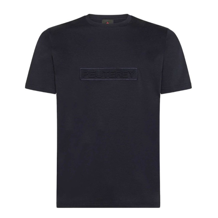 PEUTEREY T-SHIRT BLU DA UOMO CON LOGO A RILIEVO TONO SU TONO 