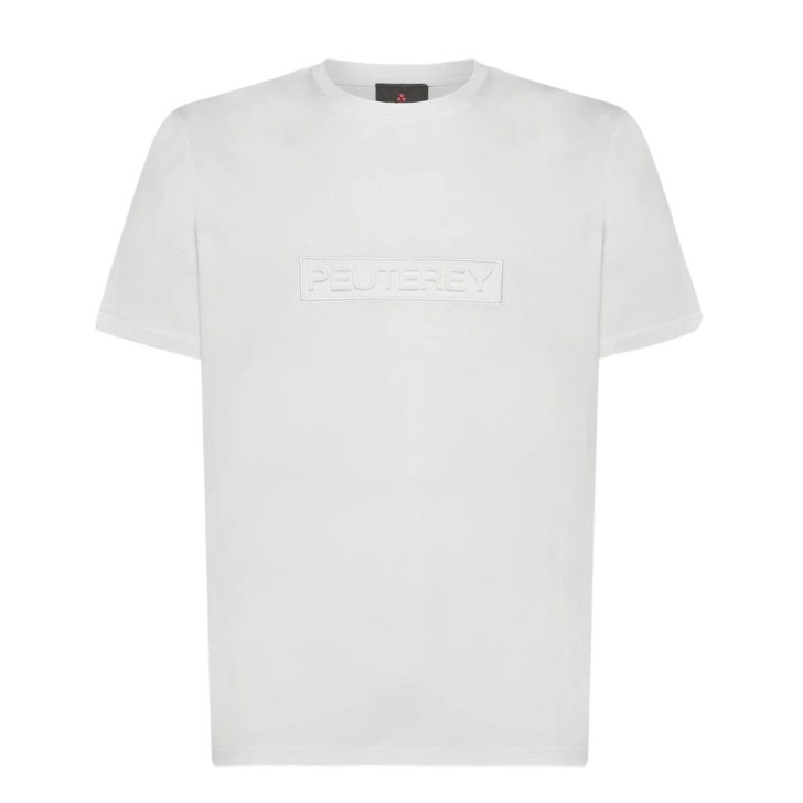 PEUTEREY T-SHIRT BIANCA DA UOMO CON LOGO A RILIEVO TONO SU TONO  