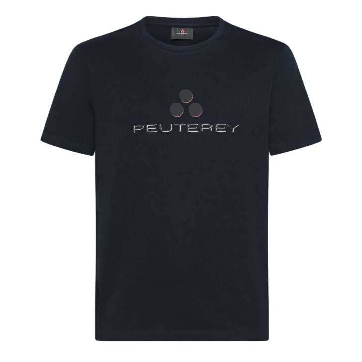 PEUTEREY T-SHIRT BLU DA UOMO CON LOGO LETTERING 