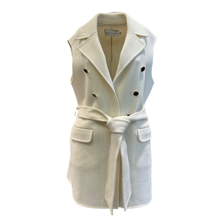 SIMONA CORSELLINI GILET BIANCO CON CINTURA IN VITA