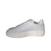 PACIOTTI SNEAKER IN LEATHER TOTAL WHITE CON STAMPA PUGNALE ALL OVER TONO SU TONO E APPLICAZIONI IN METALLO SILVER