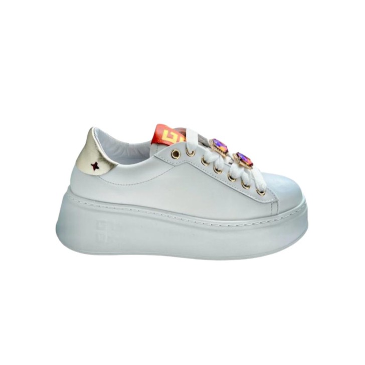 Gio+ Sneakers PIA140B in pelle Bianca da Donna