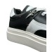 PACIOTTI SNEAKER IN LEATHER BLACK E WHITE CON LOGO PUGNALE IN METALLO 