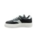 PACIOTTI SNEAKER IN LEATHER BLACK E WHITE CON LOGO PUGNALE IN METALLO 