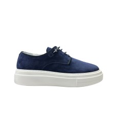 PACIOTTI SCARPA DERBIE CON FONDO SNEAKERS CAMOSCIO BLU NAVY 