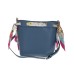 Pollini Borsa a secchiello Azzurra con tracolla regolabile estraibile e foulard floreale