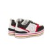 Pollini Sneakers Bianca in pelle di vitello con dettagli in crosta e PVC Heritage Nero