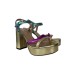 Pollini Sandalo in nappa multicolore laminato con plateau