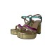 Pollini Sandalo in nappa multicolore laminato con plateau