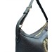 POLLINI BORSA A SPALLA GRAINED NERO CON LOGO IN METALLO E DETTAGLIO CON PENDENTI.