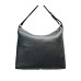 POLLINI BORSA A SPALLA GRAINED NERO CON LOGO IN METALLO E DETTAGLIO CON PENDENTI.