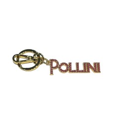 logo Pollini Portachiavi da donna Pollini con un anello e comodo moschettone in metallo e logo pollini con strass rosa
