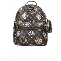 Guess Zaino Marrone con stampa logo a contrasto All Over con portamonete estraibile 