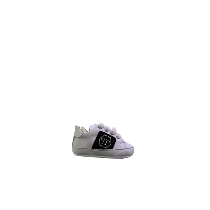 Philipp Plein Sneakers in pelle Bianca con inserto posteriore bianco in stampa cocco