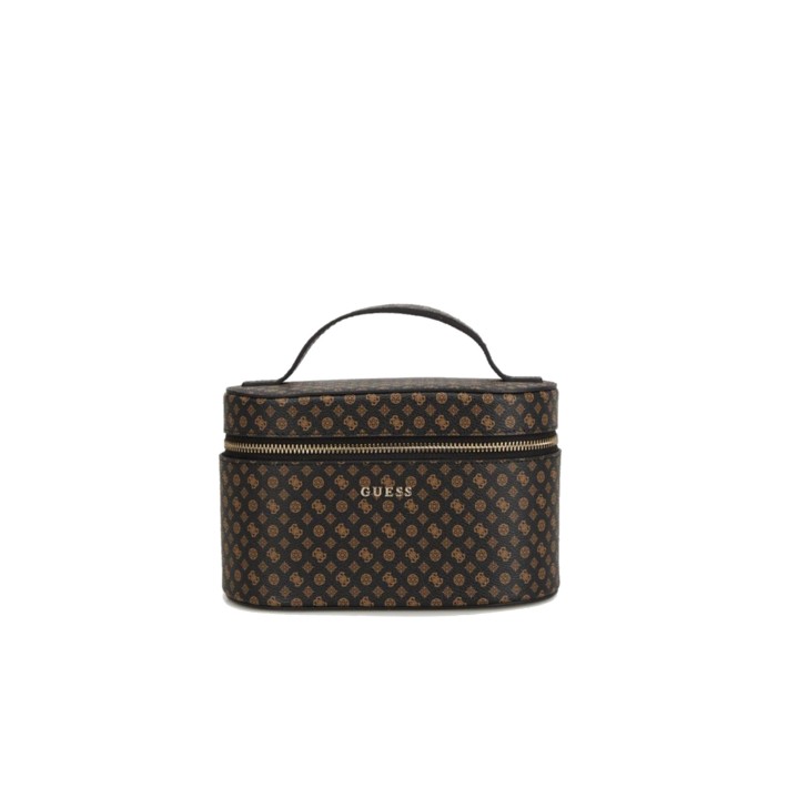 GUESS BEAUTY CASE BROWN CON STAMPA LOGO 4G ALL OVER