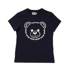 Moschino T-shirt nera a manica corta con maxi stampa Teddy Bear
