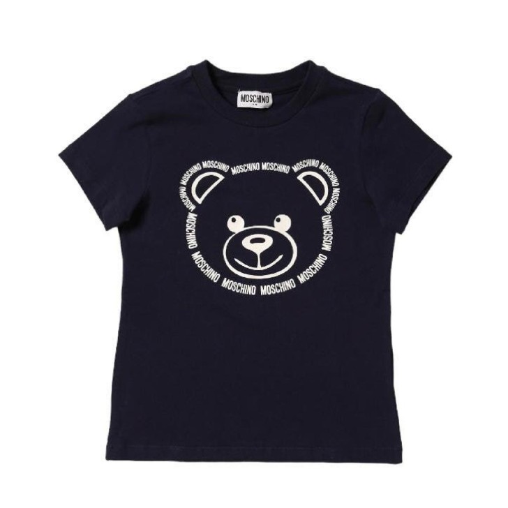 Moschino T-shirt nera a manica corta con maxi stampa Teddy Bear