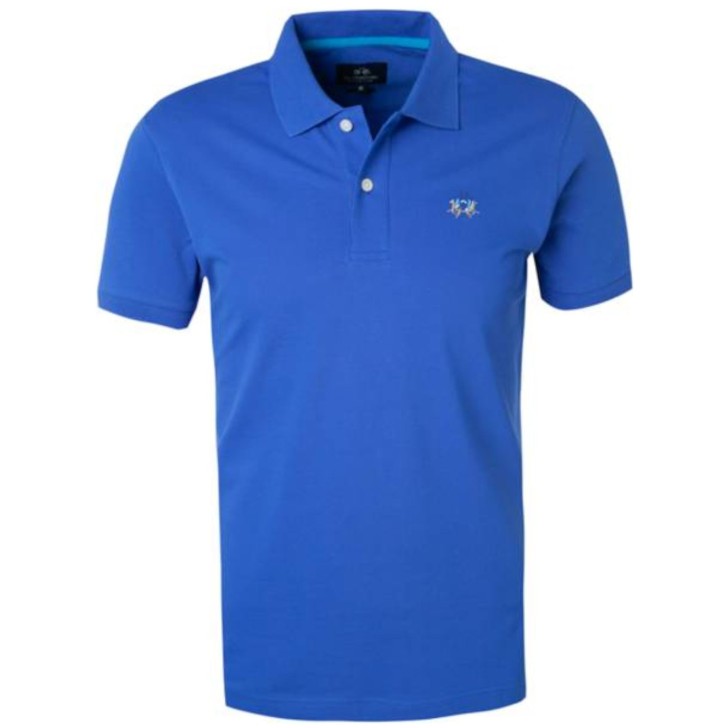 La Martina Polo blu da uomo Logo ricamato a contrasto