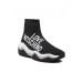 Love Moschino Sneakers nera a calza con logo laterale lettering stampato