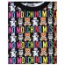 Moschino Felpa nera con stampa Teddy Robot e logo lettering multicolore All Over
