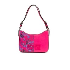 Versace Jeans Couture Borsa a Spalla da Donna Fucsia con stampa Logo Couture 