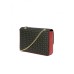 Pollini Borsa nera a spalla con stampa Heritage Nero/Rosso 
