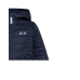 SUN68 GIUBBOTTO IN NYLON TRAPUNTATO BLU NAVY CON CAPPUCCIO E LOGO AUN68 WHITE