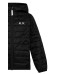 SUN68 GIUBBOTTO IN NYLON TRAPUNTATO BLACK CON CAPPUCCIO E LOGO SUN68 WHITE	