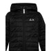 SUN68 GIUBBOTTO IN NYLON TRAPUNTATO BLACK CON CAPPUCCIO E LOGO SUN68 WHITE	