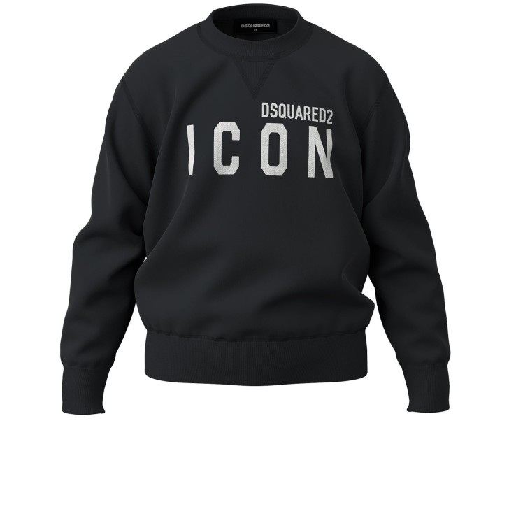 Dsquared2 Felpa nera in cotone con maxi logo DSQUARED2 ICON
