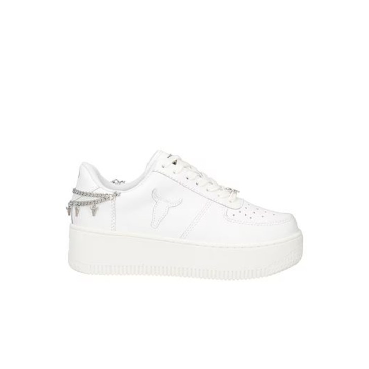 WINDSORSMITH REMEMBER SNEAKER PLATFORM IN LEATHER WHITE SILVER