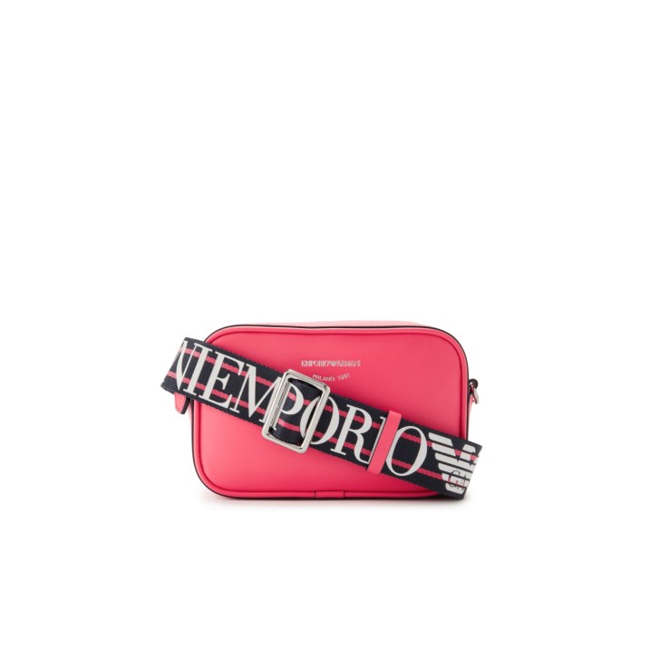 Emporio Armani Mini Borsa Rosa con tracolla regolabile, estraibile con logo All Over