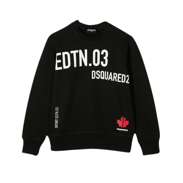 Dsquared2 Felpa in cotone nera con maxi logo lettering
