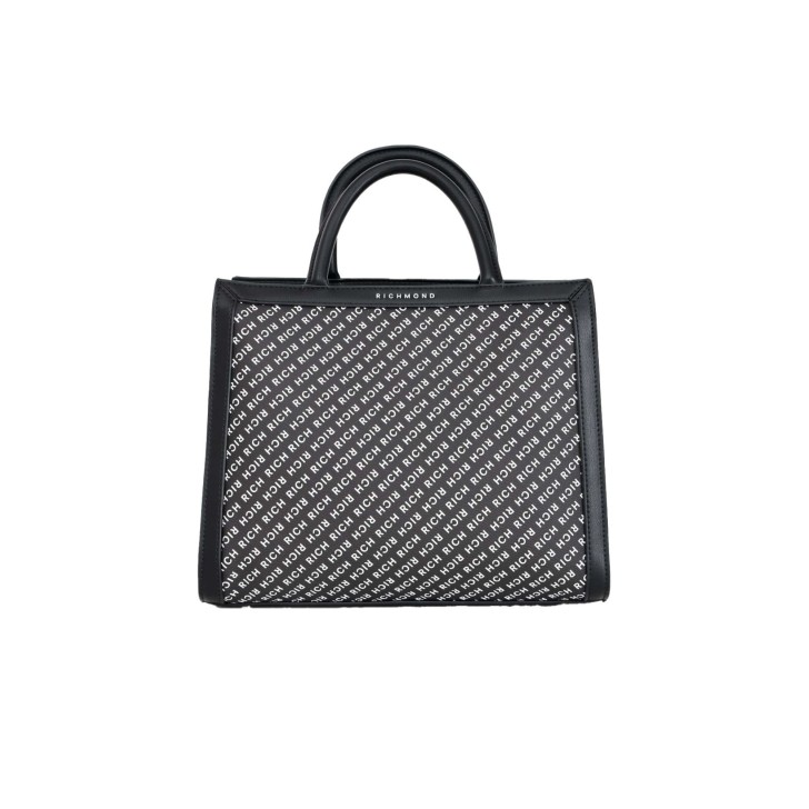 JOHN RICHMOND TOTE BAG A MANO NERA DA DONNA CON STAMPA ALL OVER 