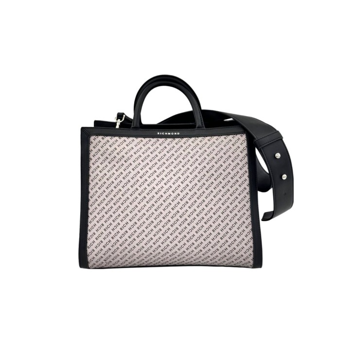 JOHN RICHMOND TOTE BAG A MANO BIANCA DA DONNA CON STAMPA ALL OVER 