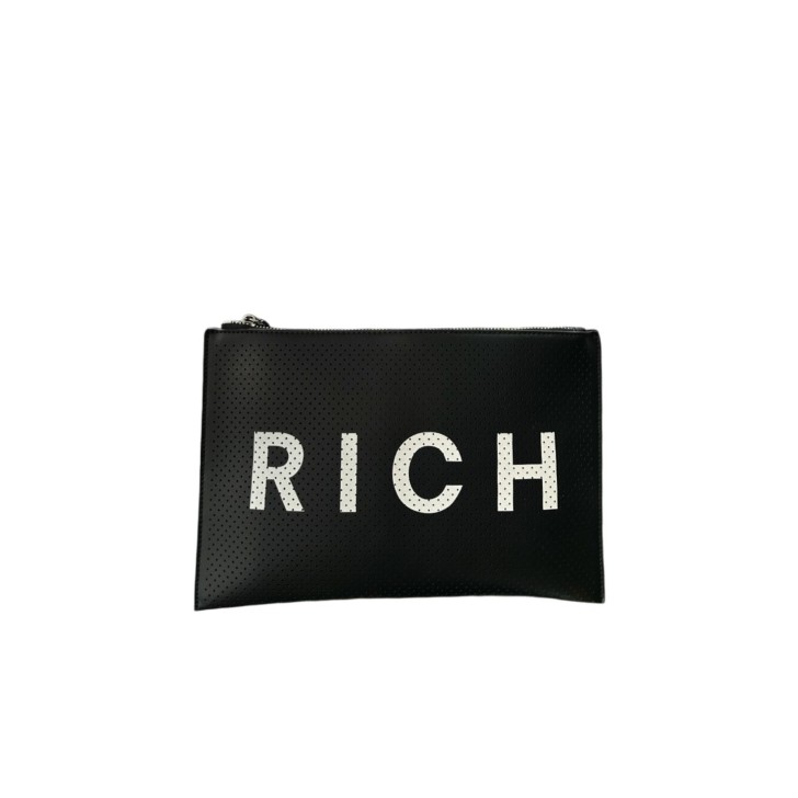 JOHN RICHMOND POCHETTE NERA CON LOGO RICH BIANCO 