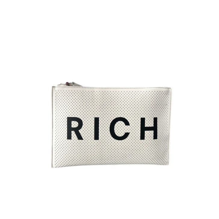JOHN RICHMOND POCHETTE BIANCA CON LOGO RICH NERO 