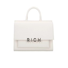 JOHN RICHMOND TOTE BAG BIANCA A MANO CON LOGO RICH ARGENTO 