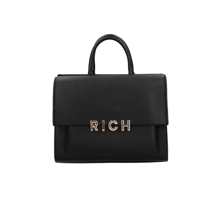 JOHN RICHMOND BORSA MEDIUM A MANO DA DONNA NERA CON INIZIALI DEL LOGO ORO 