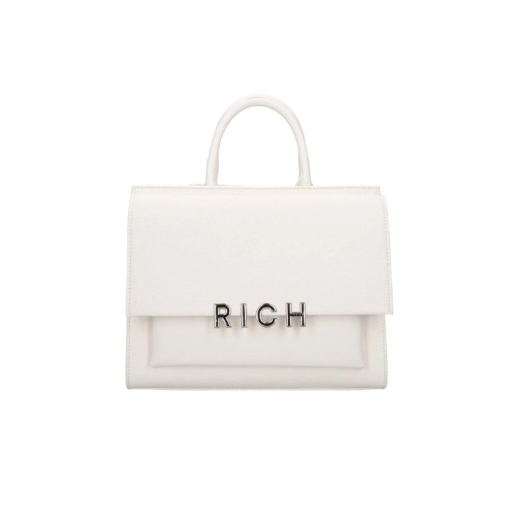 JOHN RICHMOND BORSA MEDIUM A MANO DA DONNA BIANCA CON INIZIALI DEL LOGO ARGENTO 