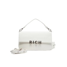 JOHN RICHMOND BORSA BIG BIANCA A MANO CON LOGO RICH ARGENTO  